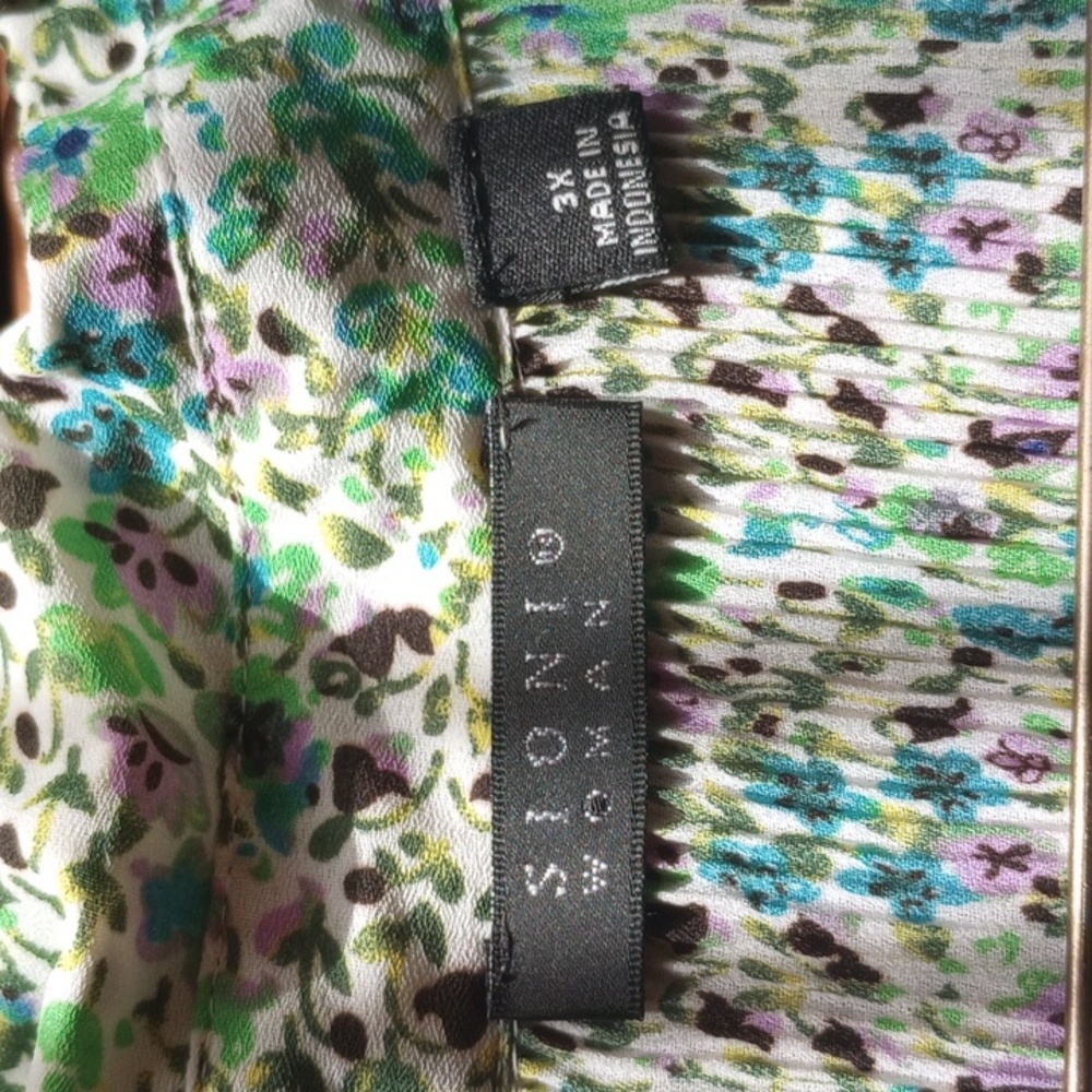 Sioni 3X ribbed button down shirt black purple blue green bell sleeves - Picture 5 of 5